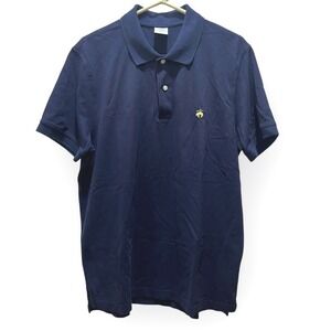Brooks Brothers 1818 Slim Fit Polo Shirt XL Navy Blue Cotton Gold Logo Classic‎